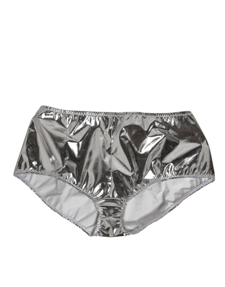 Dolce &amp; Gabbana Silver Metallic High Waist Bikini Bottom Women  Underwear