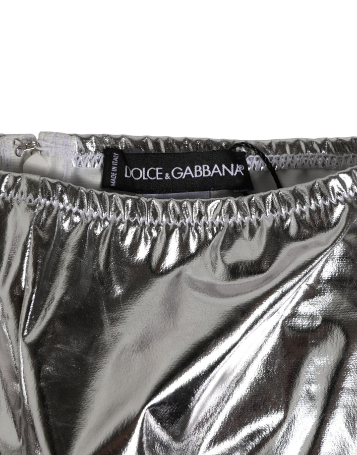 Dolce &amp; Gabbana Silver Metallic High Waist Bikini Bottom Women  Underwear