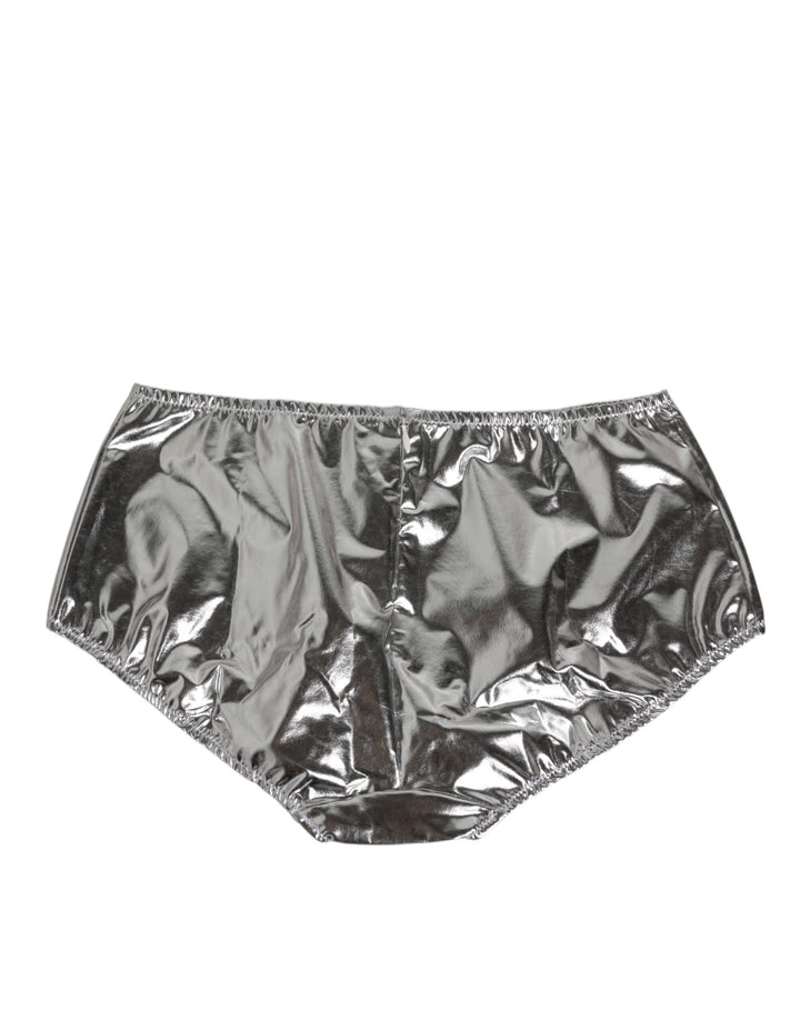 Dolce &amp; Gabbana Silver Metallic High Waist Bikini Bottom Women  Underwear