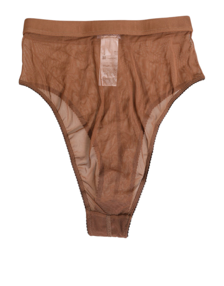 Dolce &amp; Gabbana Brown Sheer Mesh High Waist Briefs Underwear