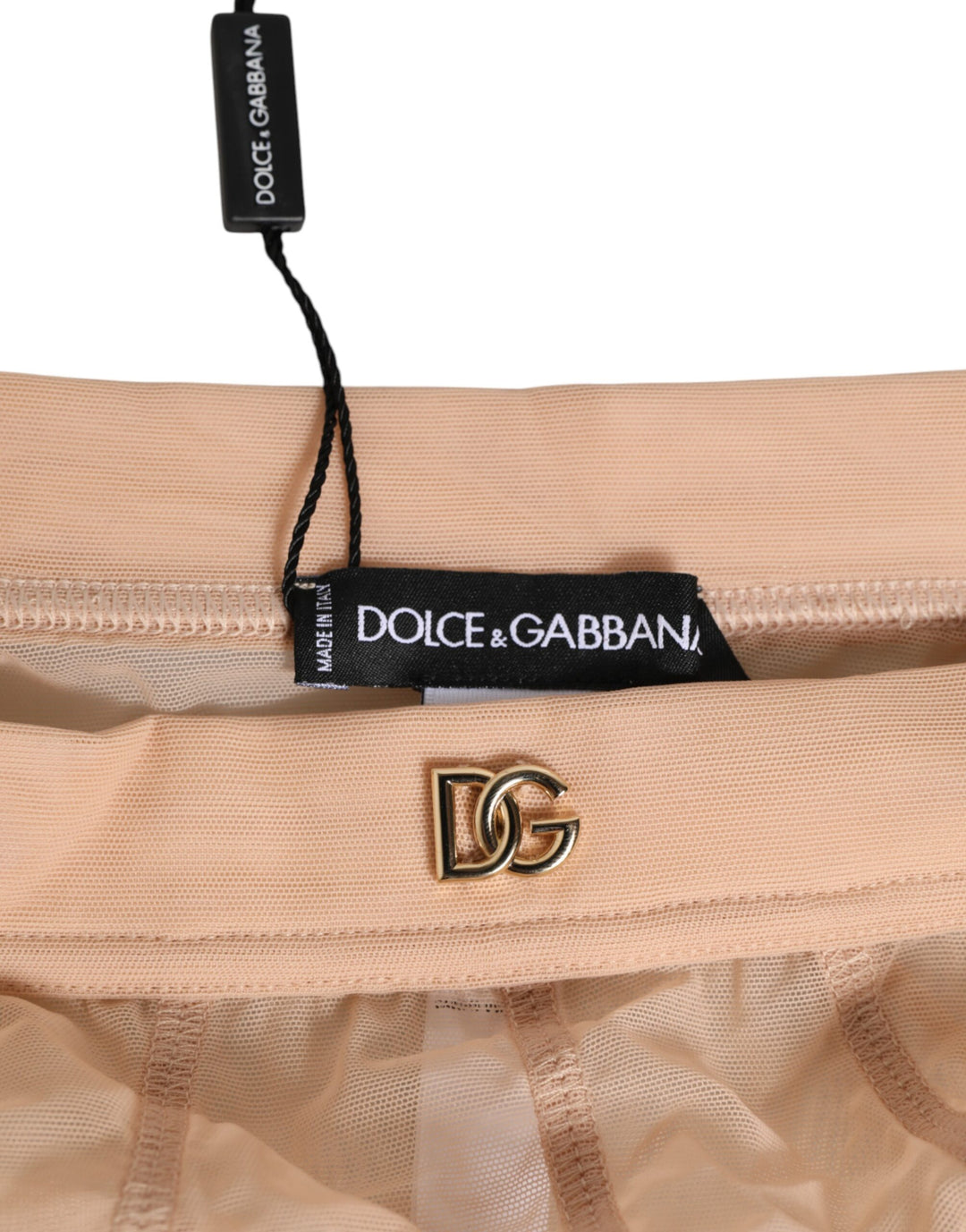 Dolce &amp; Gabbana Beige Sheer Mesh High Waist Panty Underwear