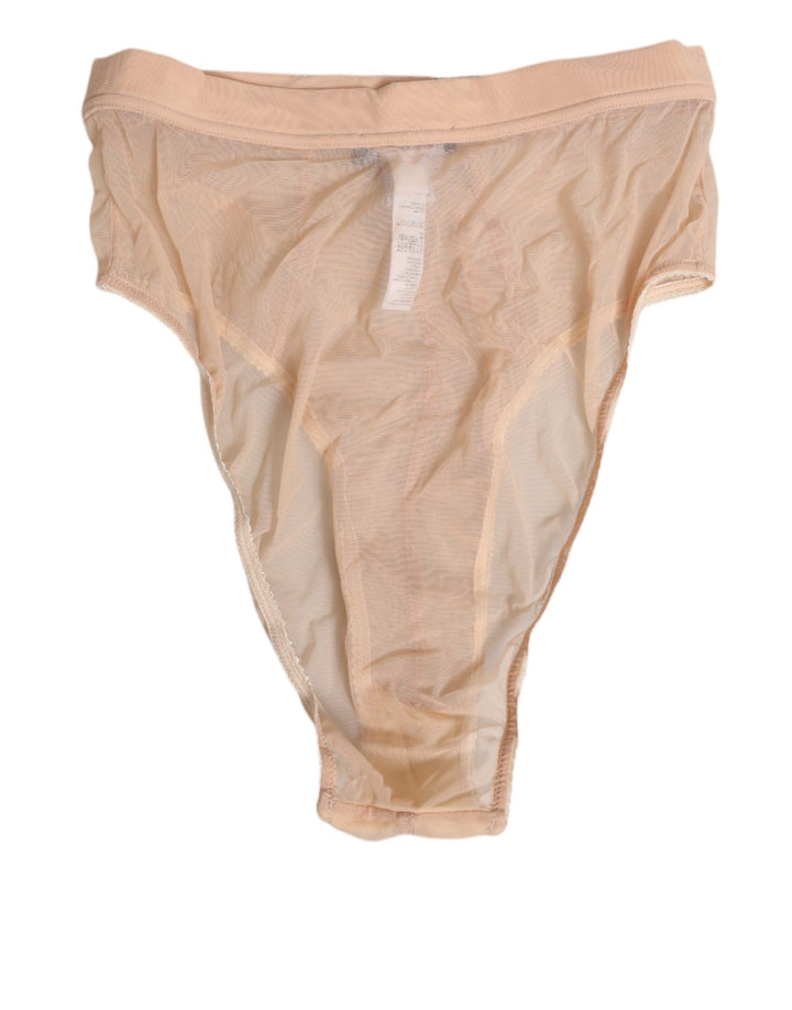 Dolce &amp; Gabbana Beige Sheer Mesh High Waist Panty Underwear