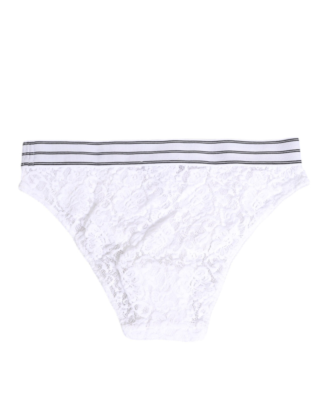 Dolce &amp; Gabbana White Lace Slip Brief Logo Waistband Underwear