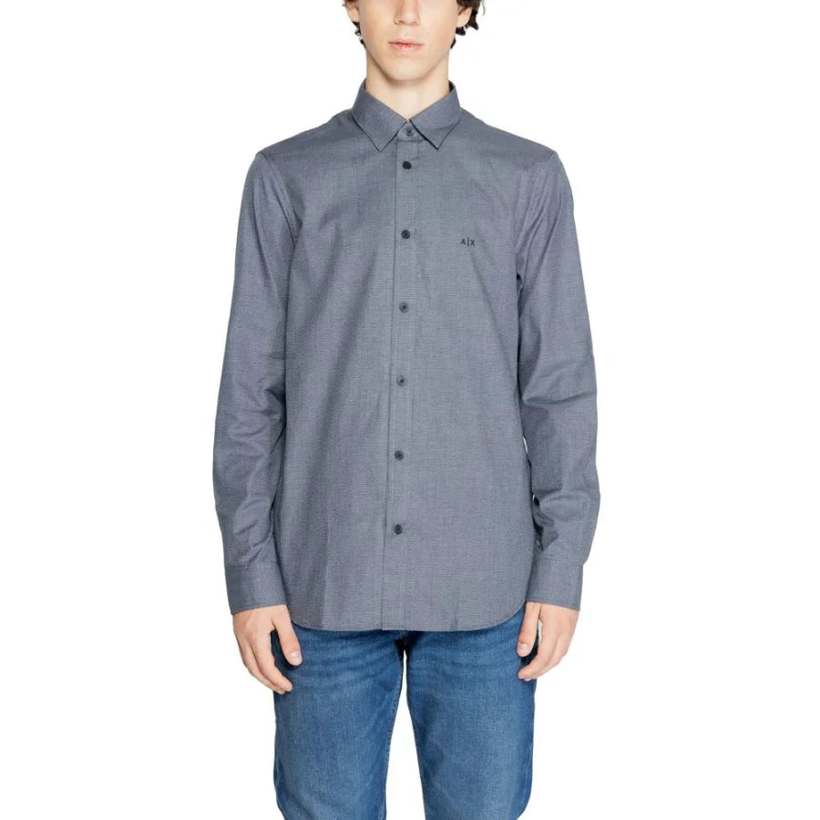 Armani Exchange Blue Cotton Dress Shirt