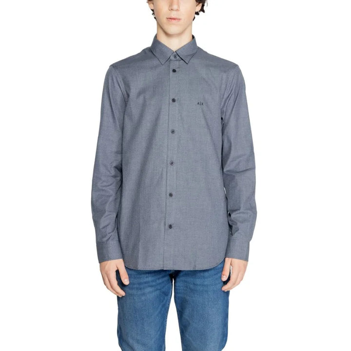 Armani Exchange Blue Cotton Dress Shirt