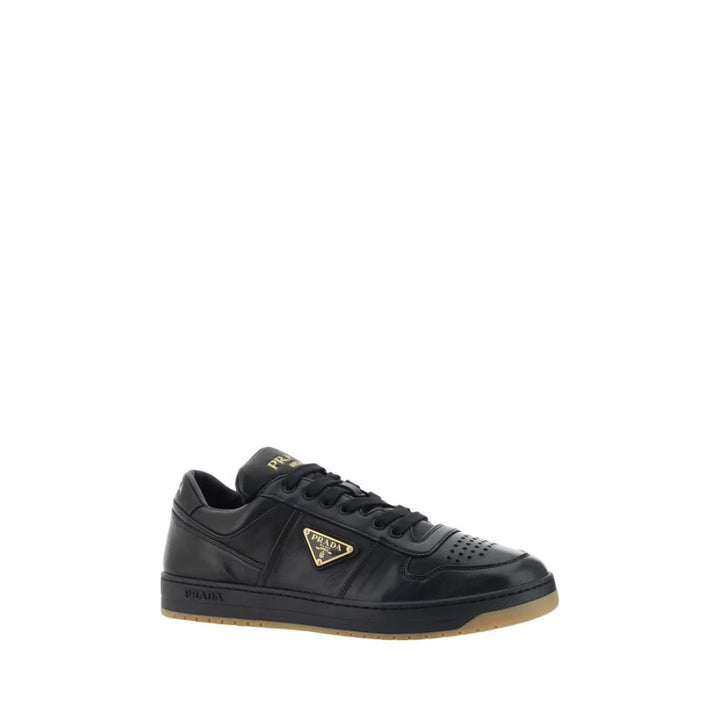 Prada Black Calf Leather Bos Taurus Low Top Sneakers