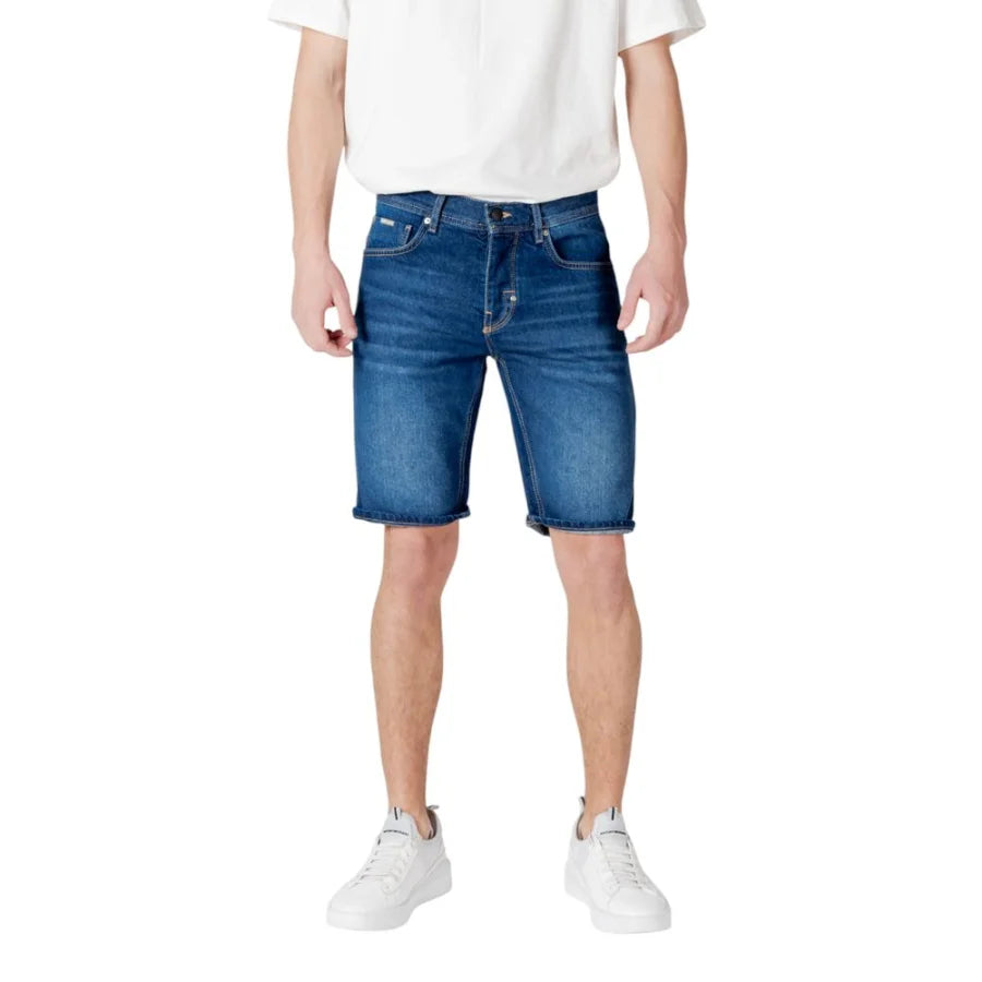 Antony Morato Blue Cotton Bermuda Shorts