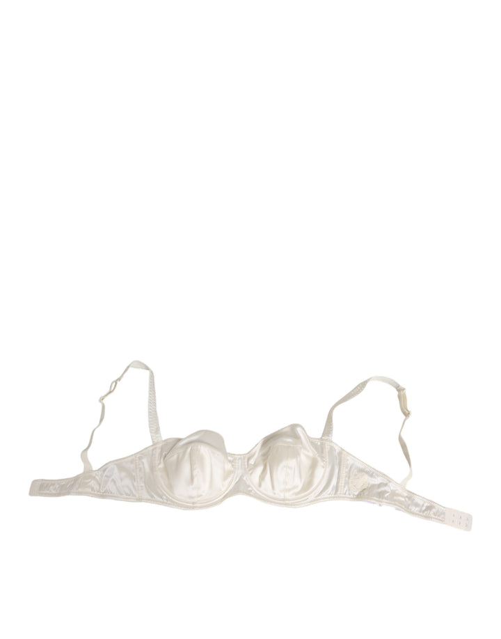Dolce &amp; Gabbana White Silk Satin Balconnet Lingerie Bra Underwear