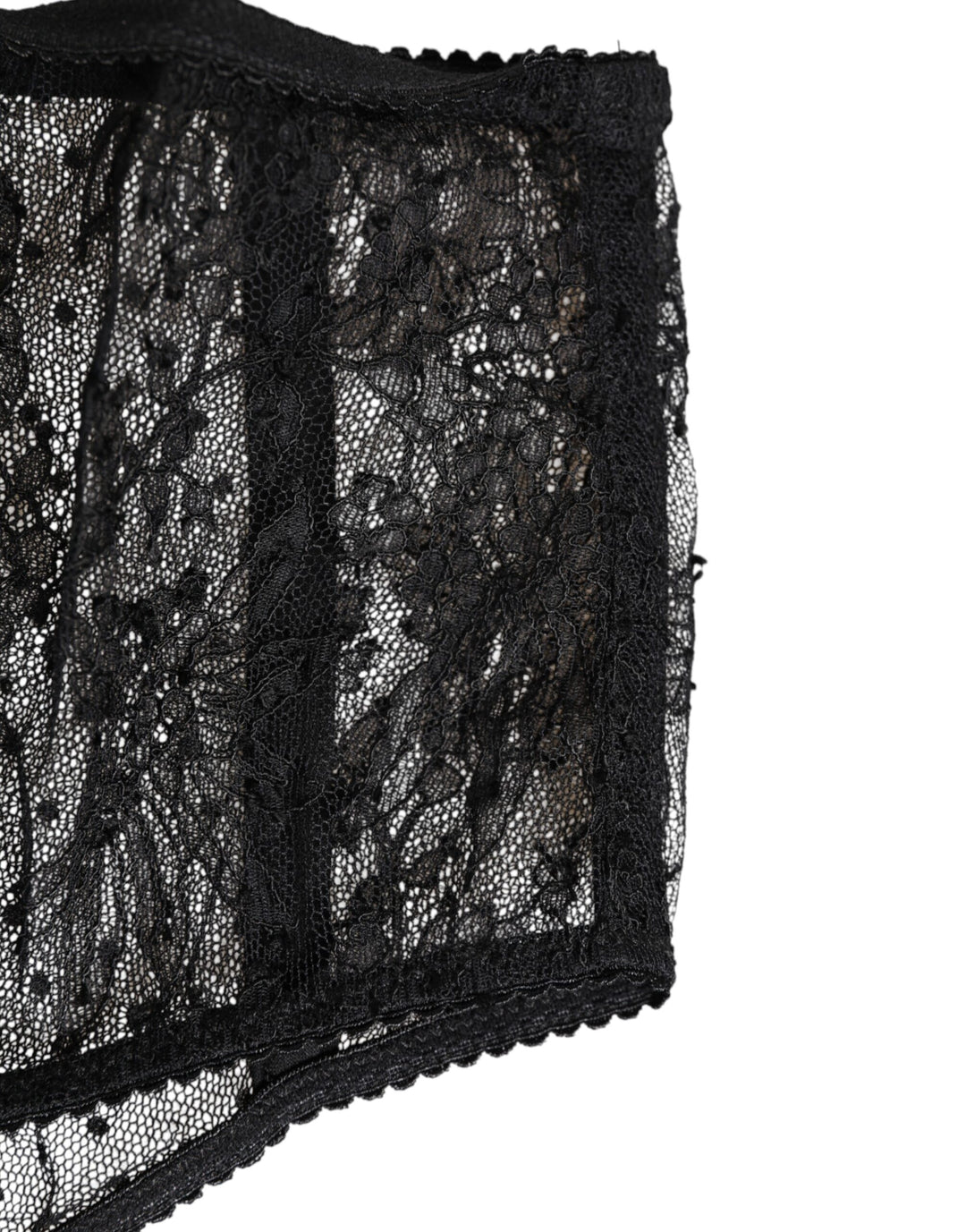 Dolce &amp; Gabbana Black Lace Polka Dot Mesh High Waist Underwear