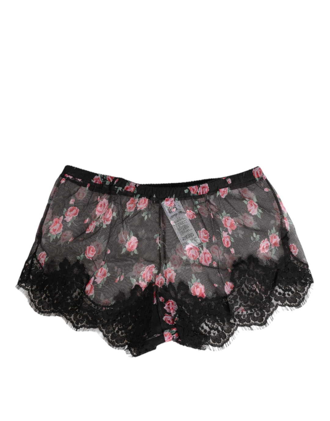 Dolce &amp; Gabbana Black Pink Floral Lace Mesh Lingeri Underwear