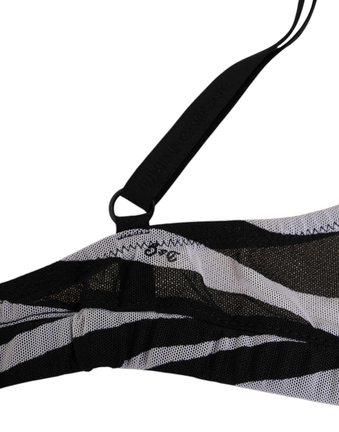 Dolce &amp; Gabbana Black White Zebra Print Sheer Mesh Bralette Underwear