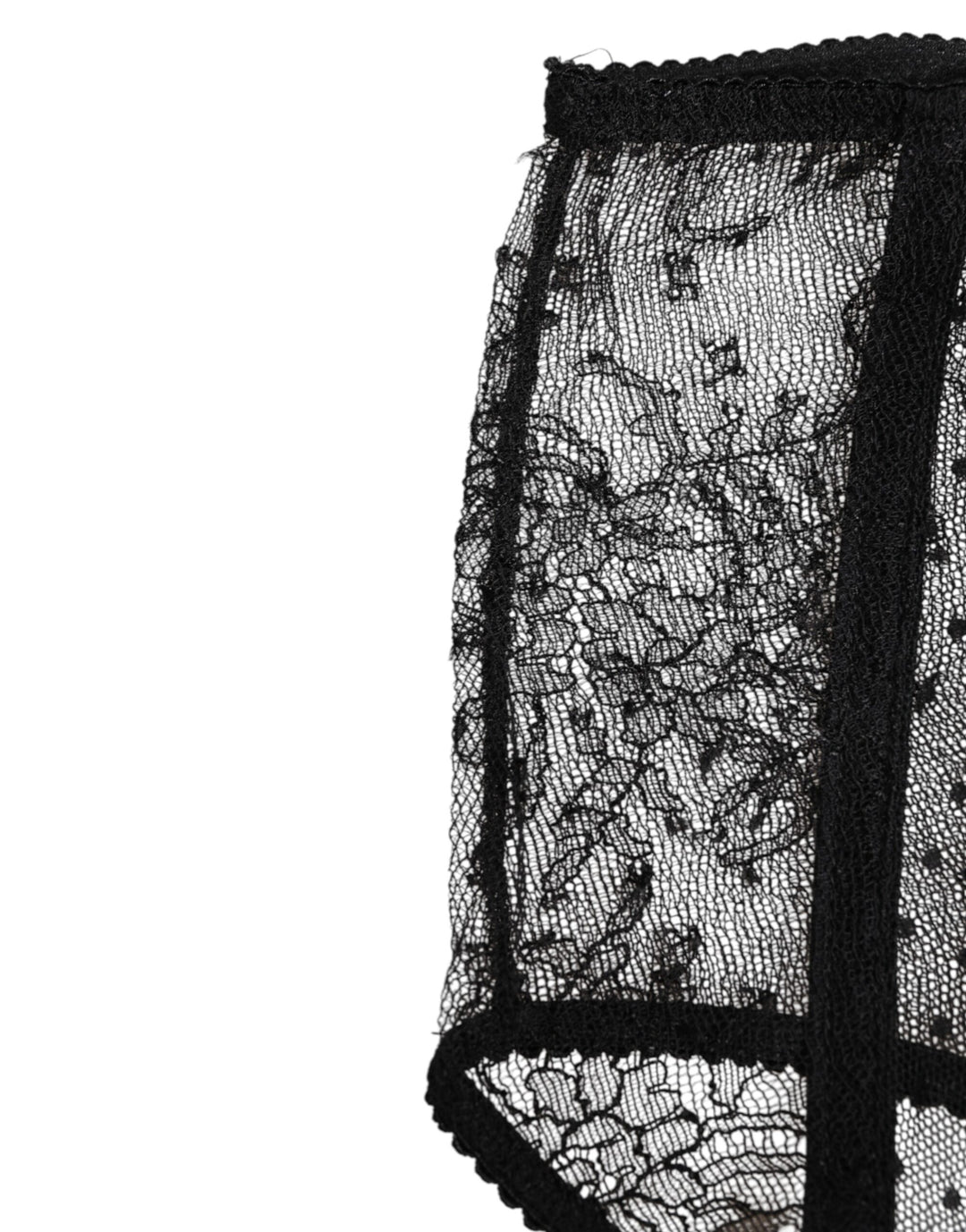 Dolce &amp; Gabbana Black Sheer Polka Dot Lace High Waist Underwear
