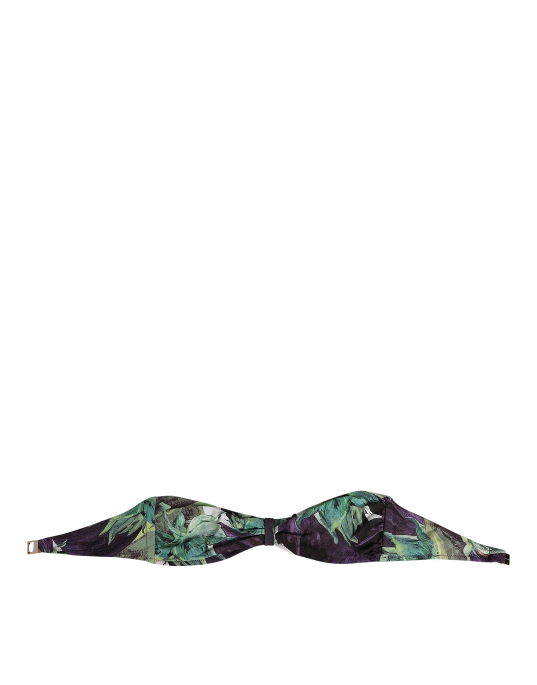 Dolce &amp; Gabbana Purple Green Leaf Print Bandeau Swimwear Underwear