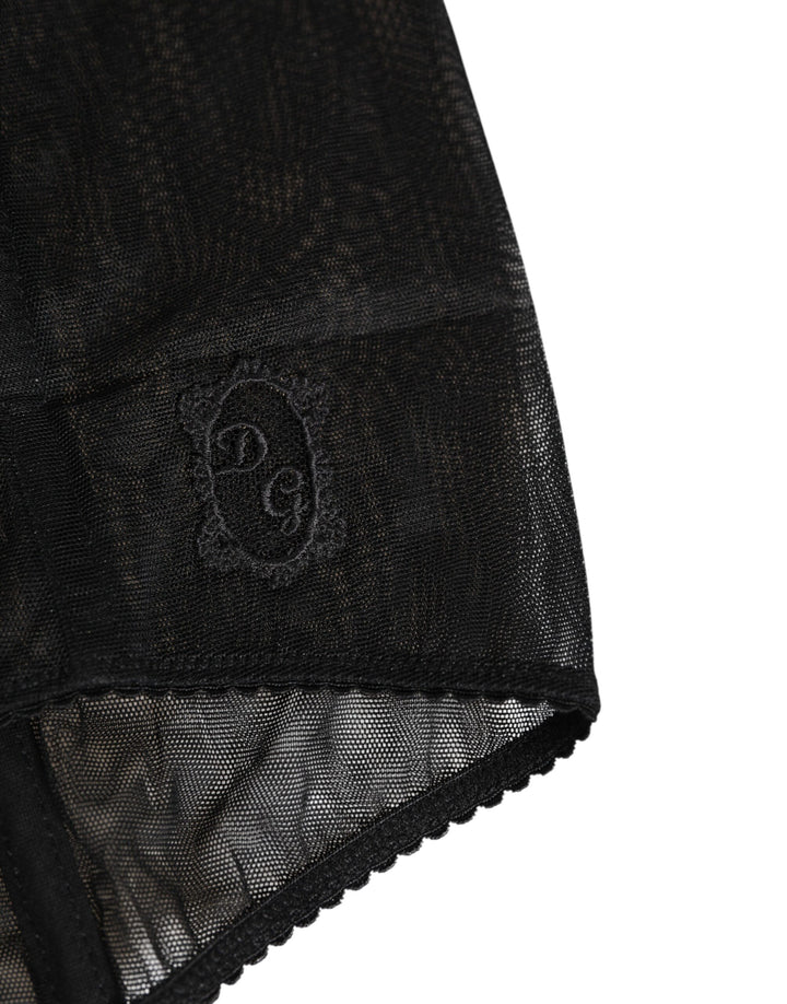 Dolce &amp; Gabbana Black High Waist Mesh Sheer Shapewear Underwear