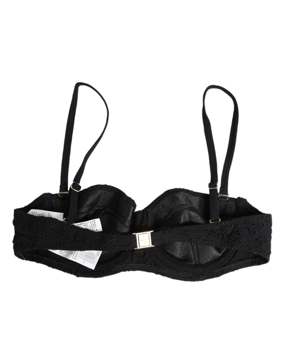 Dolce &amp; Gabbana Black Polyester Embroidered Underwire Bra Underwear