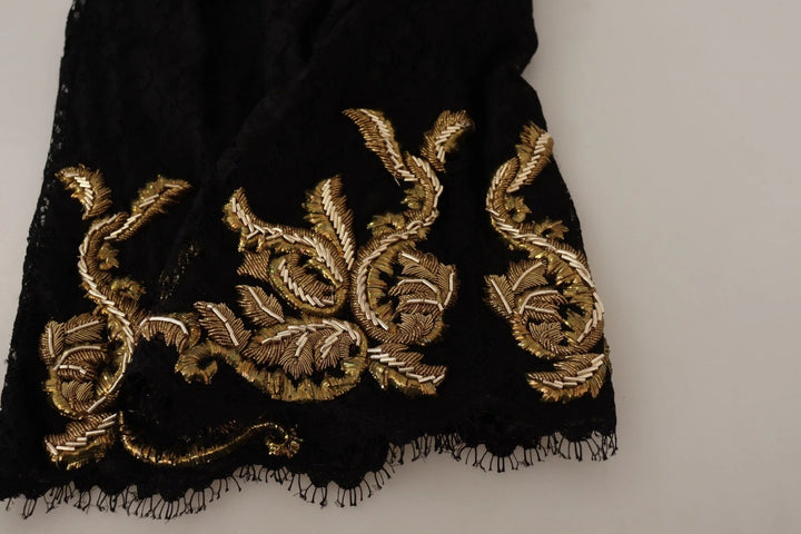 Dolce &amp; Gabbana Black Lace Gold Baroque SPECIAL PIECE Shorts