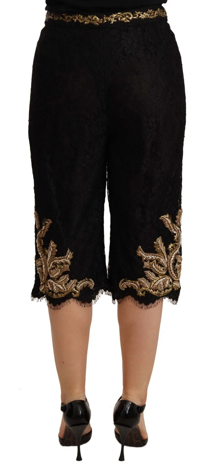 Dolce &amp; Gabbana Black Lace Gold Baroque SPECIAL PIECE Shorts