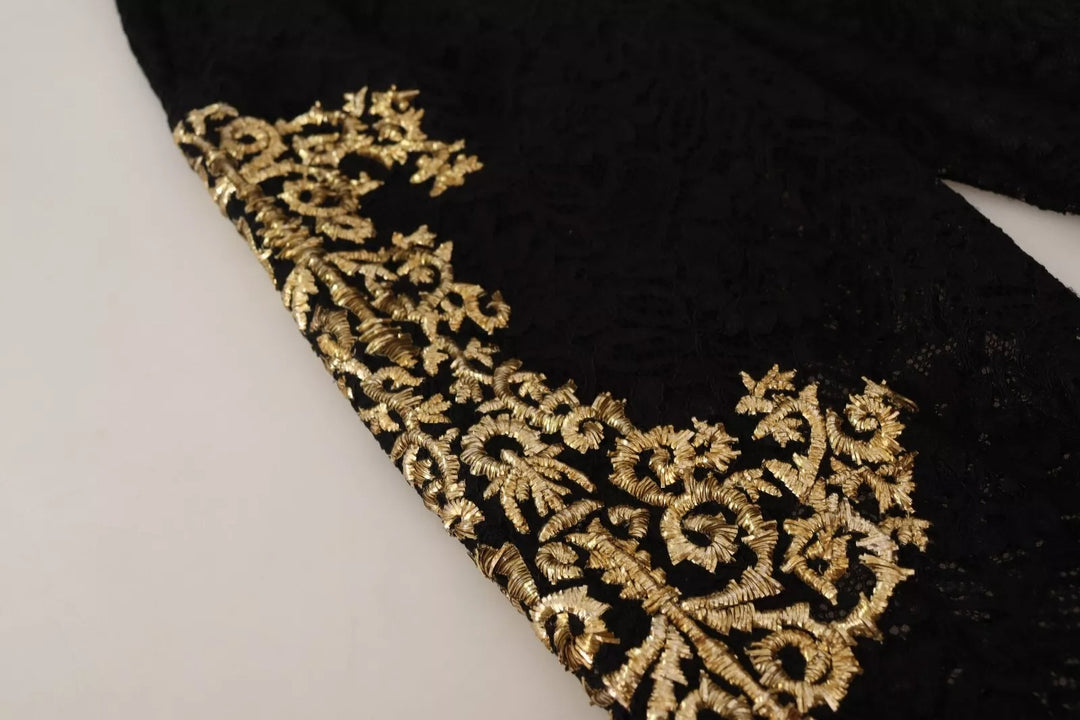 Dolce &amp; Gabbana Black Lace Gold Baroque SPECIAL PIECE Shorts