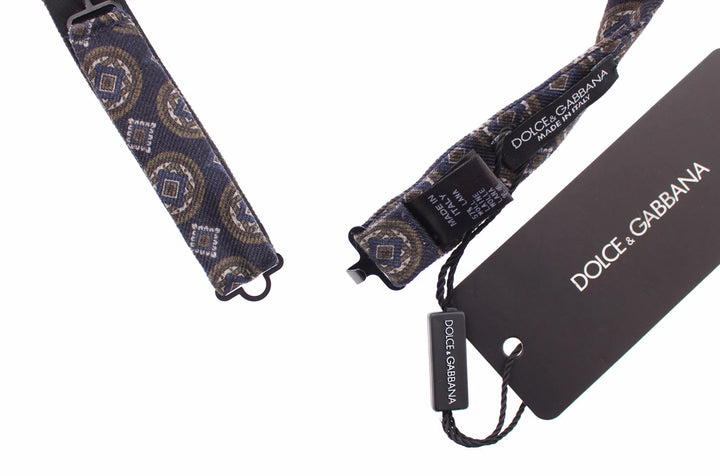 Dolce &amp; Gabbana Blue Silk Baroque Fantasi Tied Bow Tie Papillon