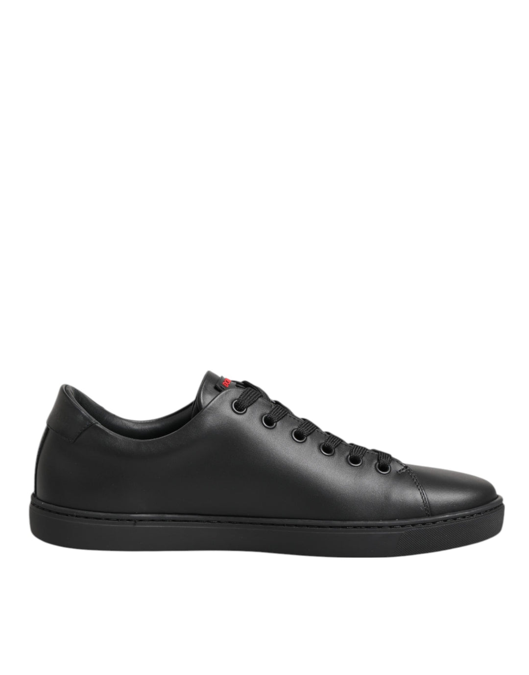 Dolce &amp; Gabbana Black Leather Crystal Heart Low Top Sneakers  Shoes