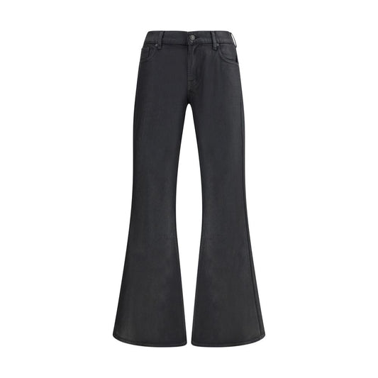 7FOR Black Cotton Flared Jeans