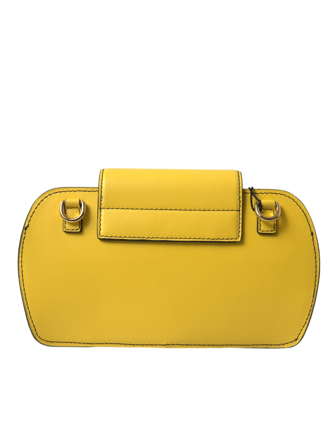 Dolce & Gabbana Yellow Smooth Leather DG Logo Clutch Crossbody Case Bag