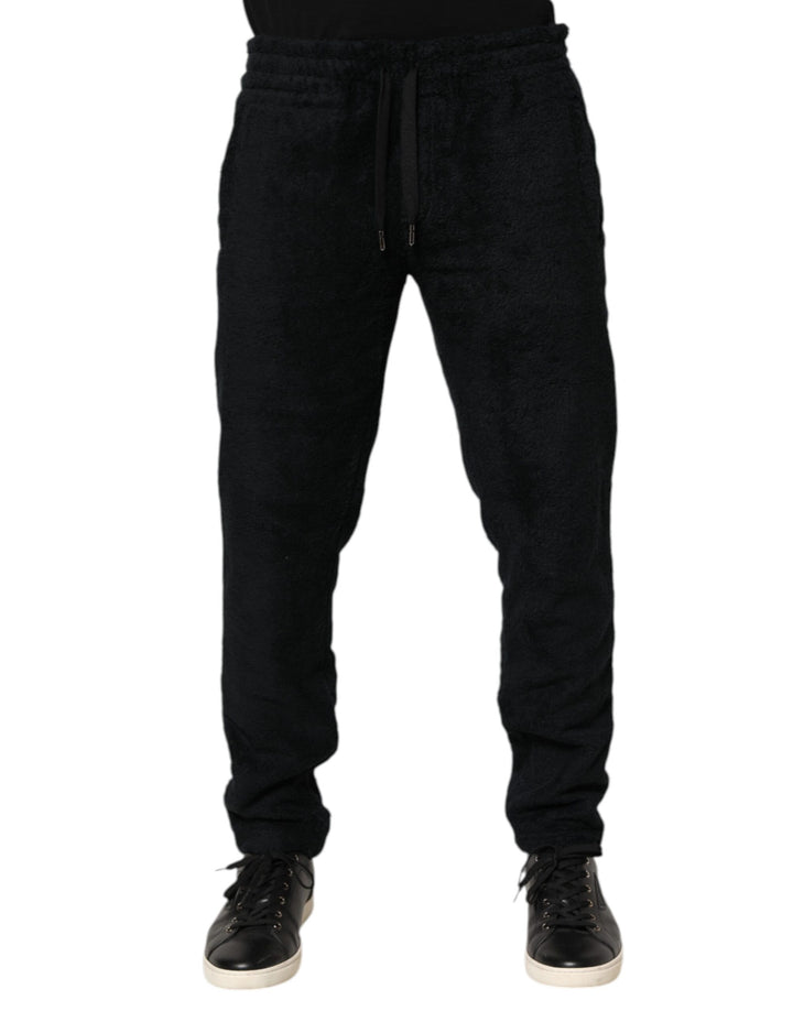 Dolce &amp; Gabbana Black Cotton Logo Men Jogger Sweatpants Pants