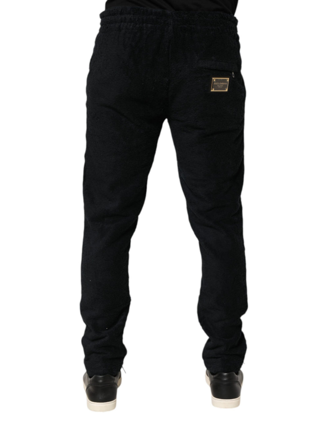 Dolce &amp; Gabbana Black Cotton Logo Men Jogger Sweatpants Pants