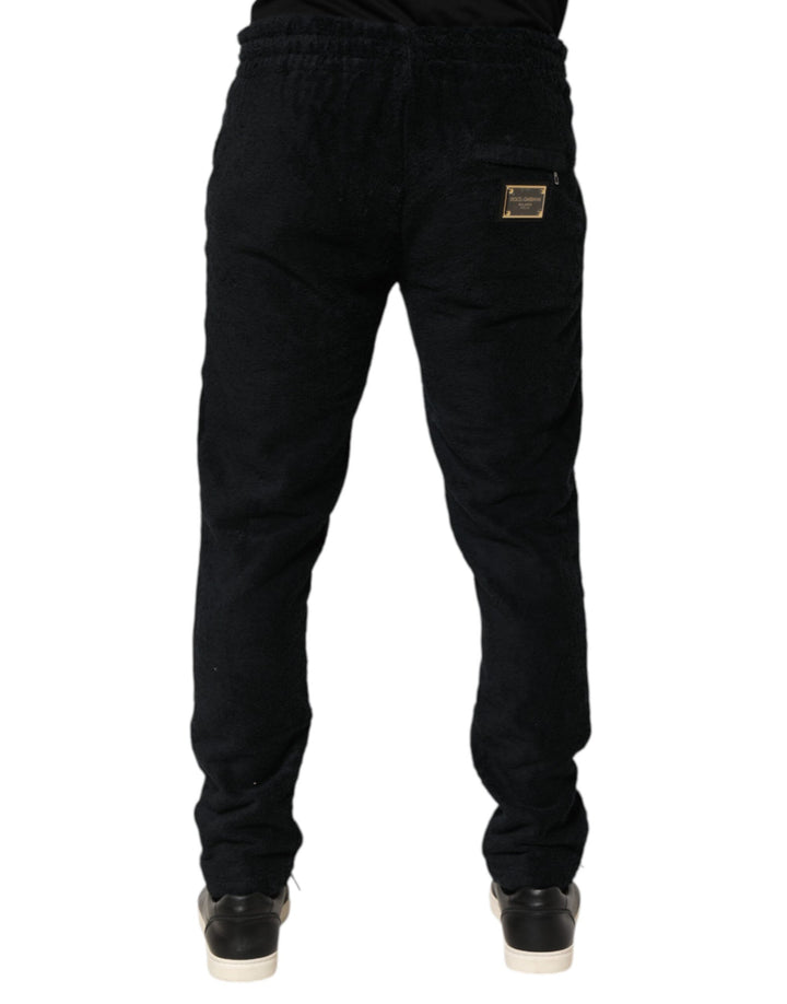 Dolce &amp; Gabbana Black Cotton Logo Men Jogger Sweatpants Pants