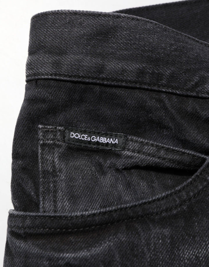 Dolce &amp; Gabbana Black Washed Cotton Skinny Men Denim Jeans