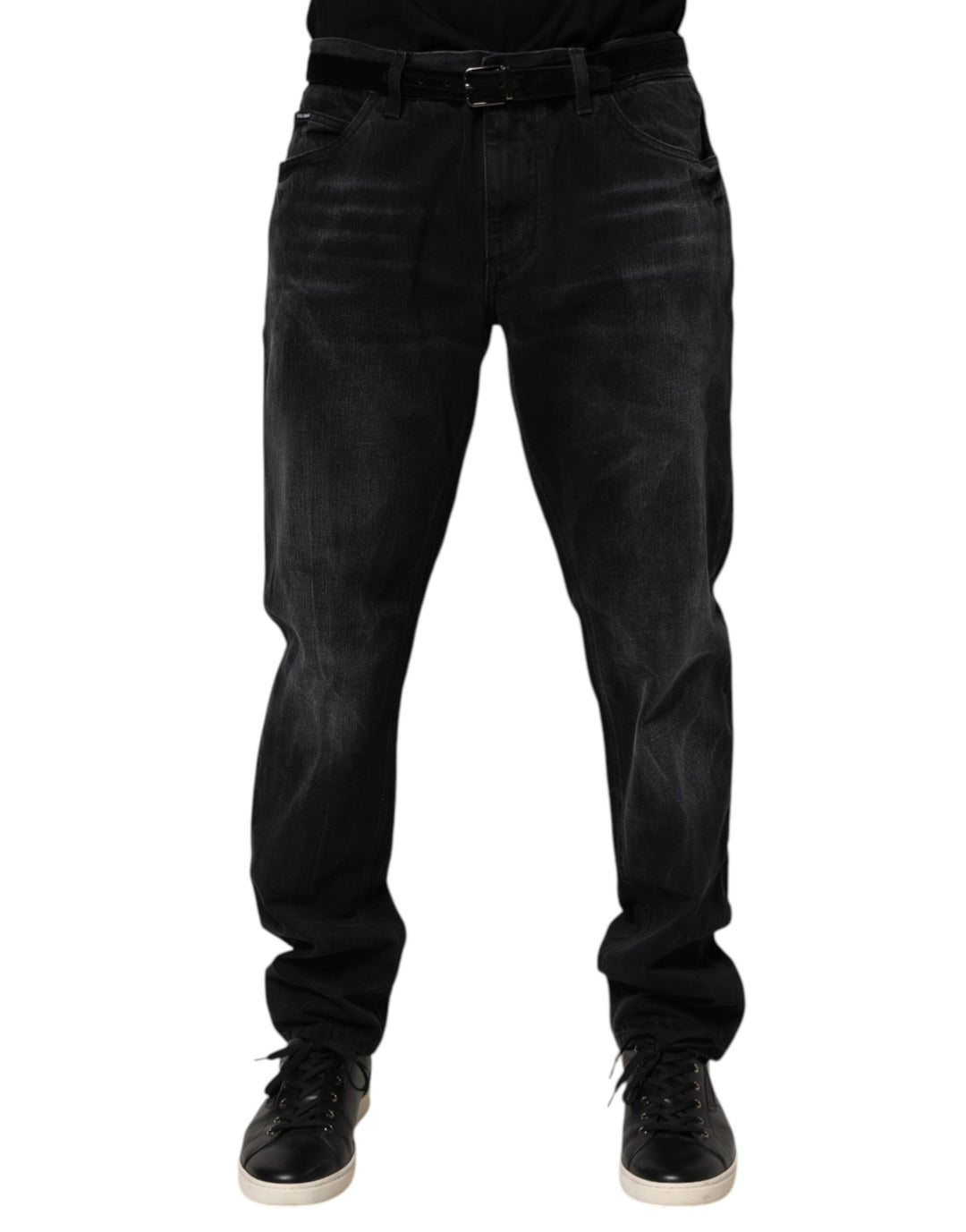 Dolce &amp; Gabbana Black Washed Cotton Skinny Men Denim Jeans