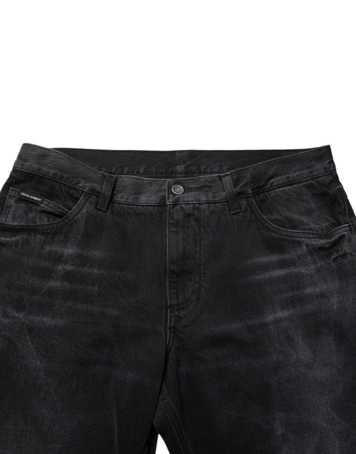 Dolce &amp; Gabbana Black Washed Cotton Skinny Men Denim Jeans