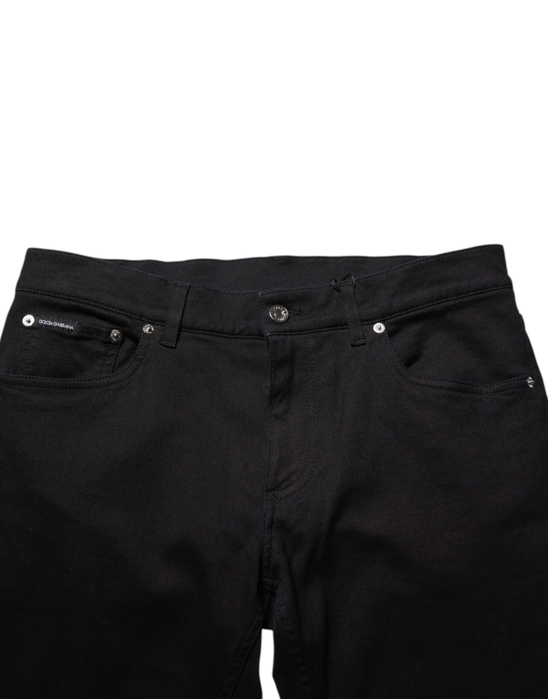 Dolce &amp; Gabbana Black Cotton Blend Skinny Men Trouser Pants