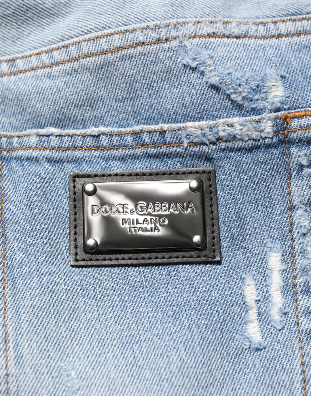 Dolce &amp; Gabbana Blue Distressed Ripped Denim Pants Jeans