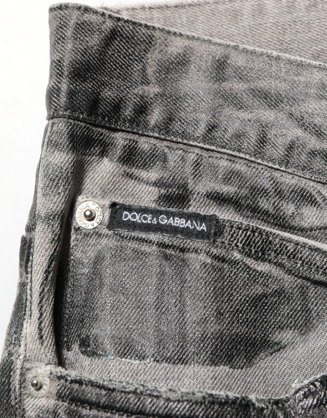 Dolce &amp; Gabbana Black Grey Graphic Print Denim Pants Jeans