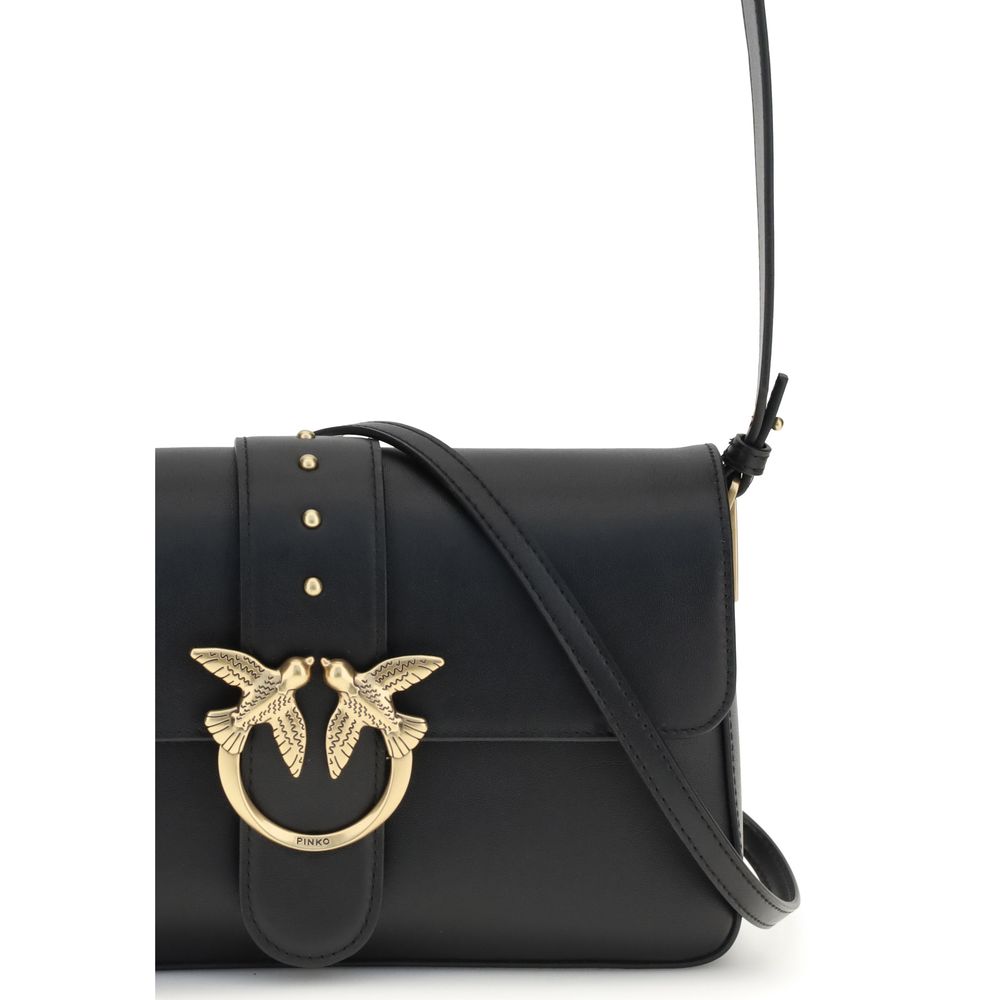 PINKO - Black Leather Shoulder Bag