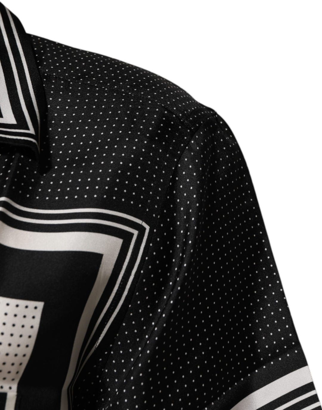 Dolce &amp; Gabbana Black White StripeDot Print Casual Polo Shirt