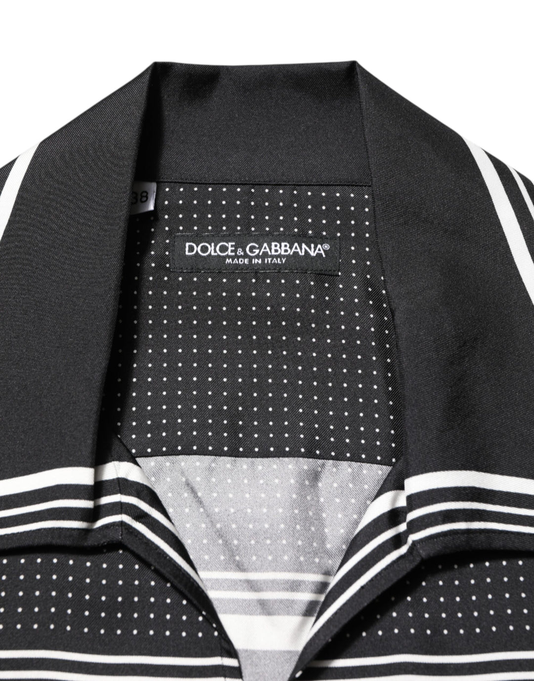 Dolce &amp; Gabbana Black White StripeDot Print Casual Polo Shirt