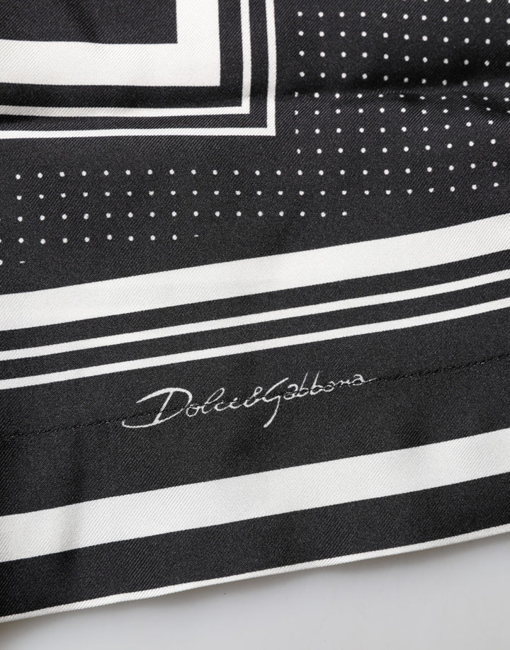 Dolce &amp; Gabbana Black White StripeDot Print Casual Polo Shirt