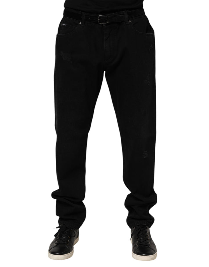 Dolce &amp; Gabbana Black Cotton Regular Denim Men Trouser Jeans