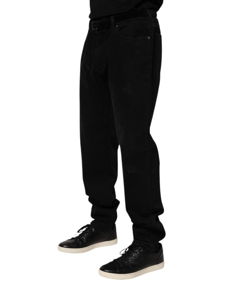 Dolce &amp; Gabbana Black Cotton Regular Denim Men Trouser Jeans