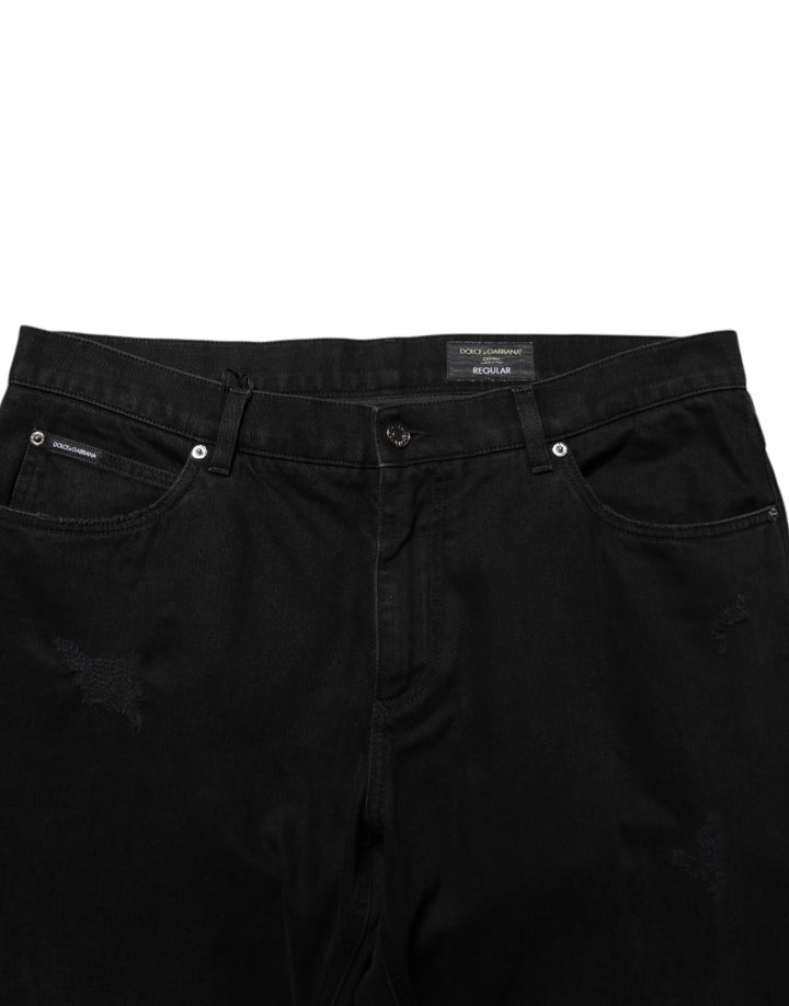Dolce &amp; Gabbana Black Cotton Regular Denim Men Trouser Jeans