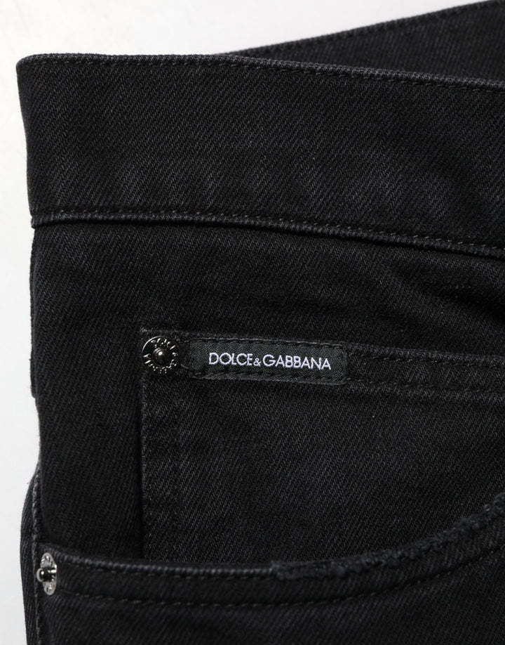 Dolce &amp; Gabbana Black Cotton Regular Denim Men Trouser Jeans