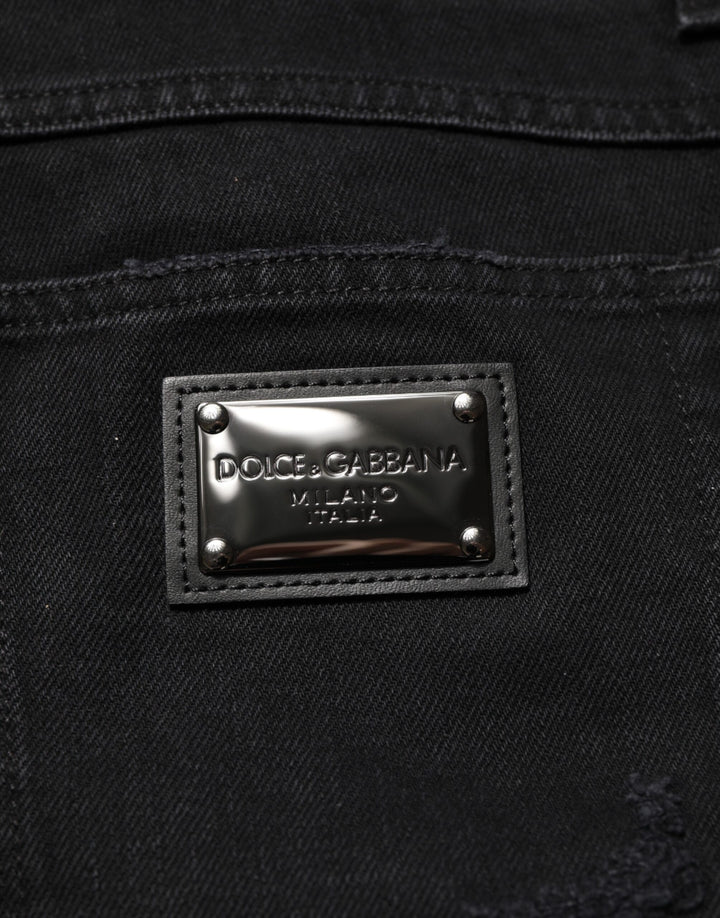 Dolce &amp; Gabbana Black Cotton Regular Denim Men Trouser Jeans