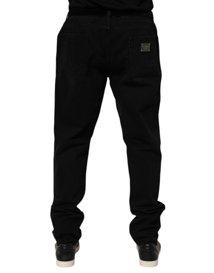 Dolce &amp; Gabbana Black Cotton Regular Denim Men Trouser Jeans