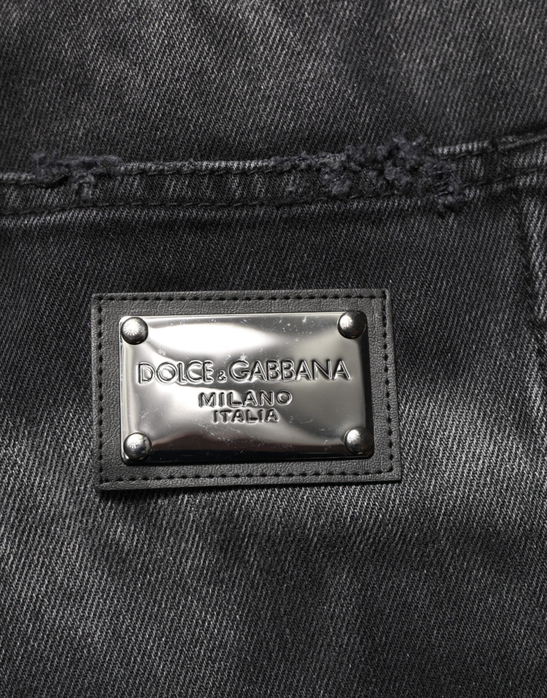 Dolce &amp; Gabbana Black Marbled Effect Straight Men Denim Jeans