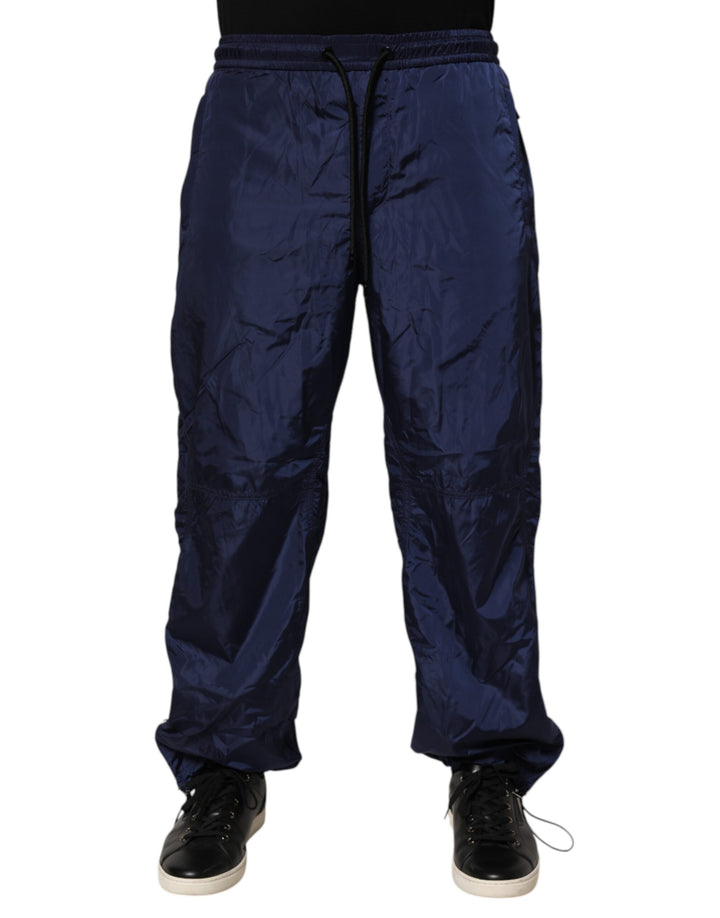 Dolce &amp; Gabbana Blue Nylon Straight Jogger Sweatpants Pants