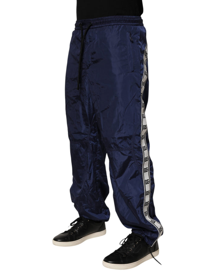 Dolce &amp; Gabbana Blue Nylon Straight Jogger Sweatpants Pants