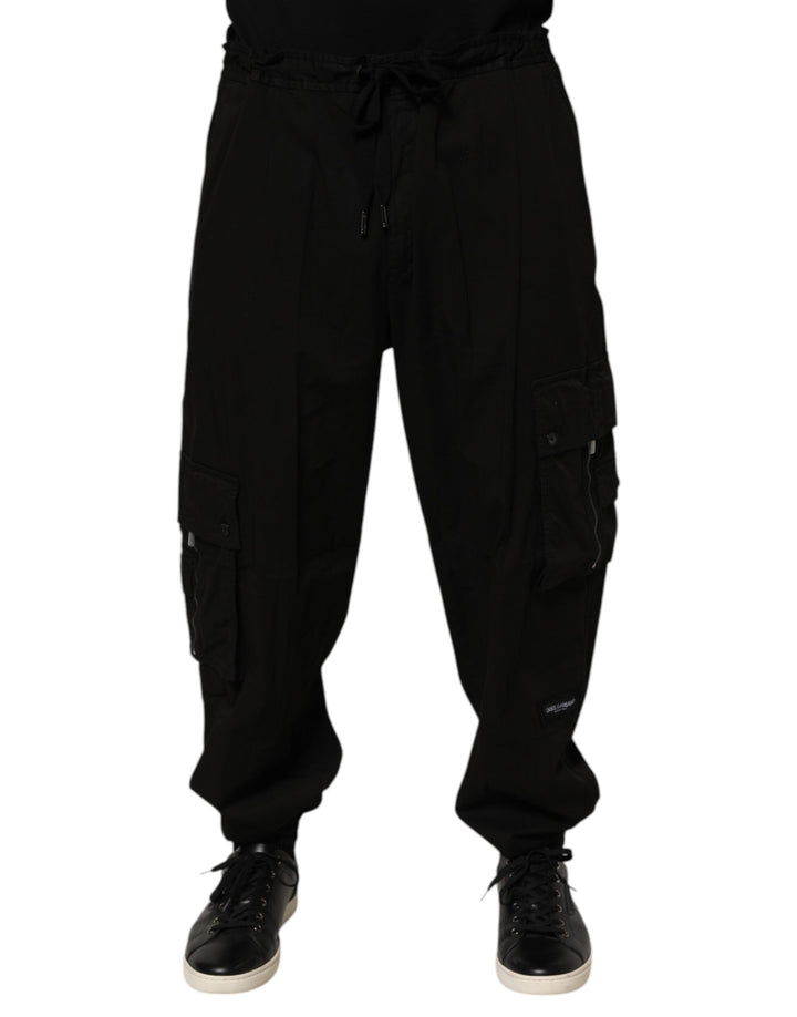 Dolce &amp; Gabbana Black Cotton Cargo Jogger Sweatpants Pants
