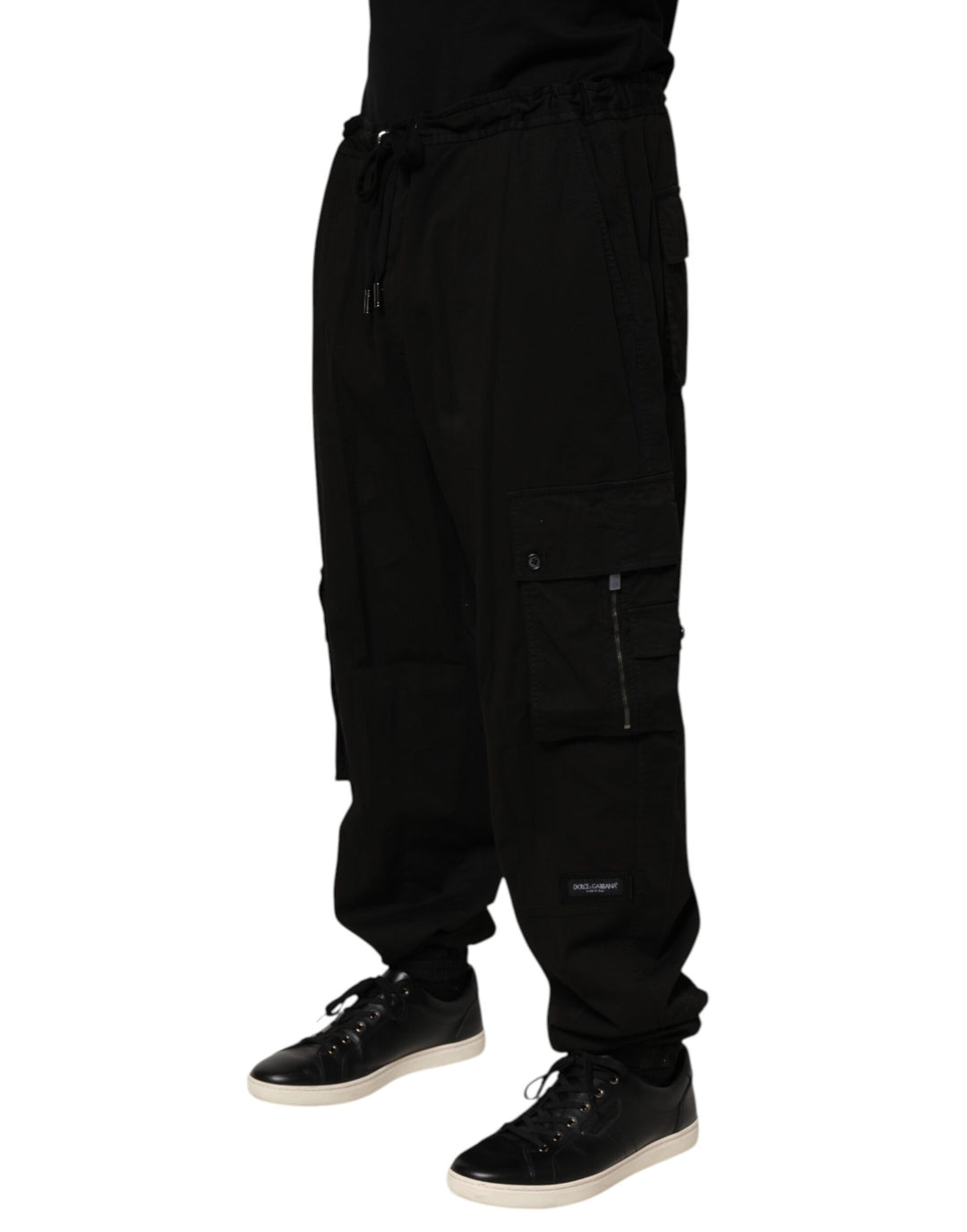 Dolce &amp; Gabbana Black Cotton Cargo Jogger Sweatpants Pants
